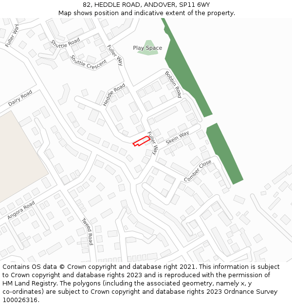 82, HEDDLE ROAD, ANDOVER, SP11 6WY: Location map and indicative extent of plot