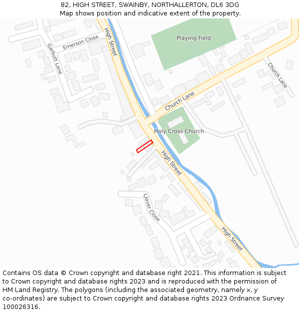 82, HIGH STREET, SWAINBY, NORTHALLERTON, DL6 3DG: Location map and indicative extent of plot