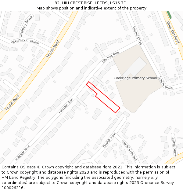 82, HILLCREST RISE, LEEDS, LS16 7DL: Location map and indicative extent of plot