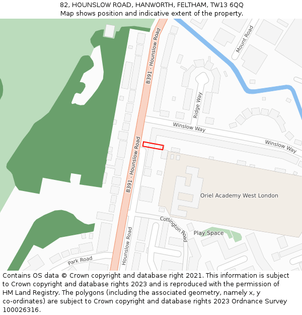 82, HOUNSLOW ROAD, HANWORTH, FELTHAM, TW13 6QQ: Location map and indicative extent of plot