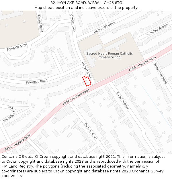 82, HOYLAKE ROAD, WIRRAL, CH46 8TG: Location map and indicative extent of plot