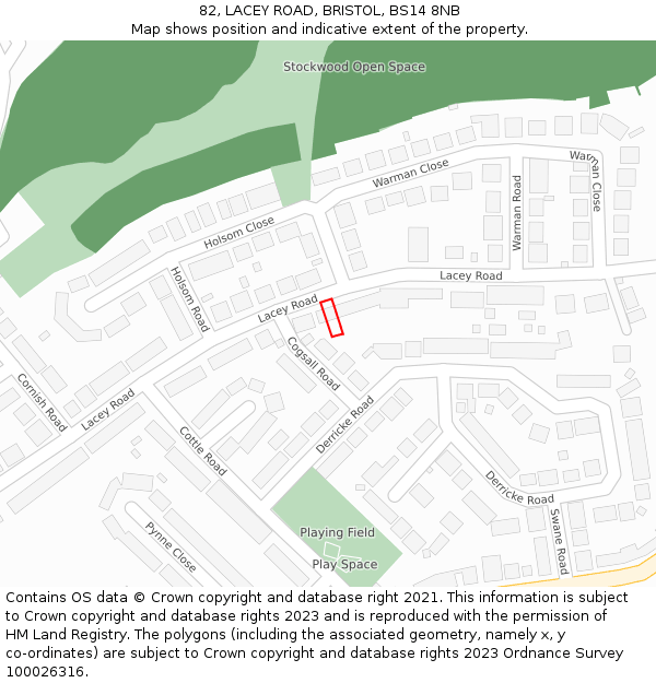 82, LACEY ROAD, BRISTOL, BS14 8NB: Location map and indicative extent of plot