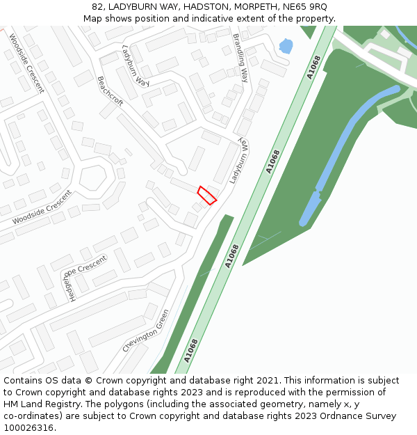 82, LADYBURN WAY, HADSTON, MORPETH, NE65 9RQ: Location map and indicative extent of plot
