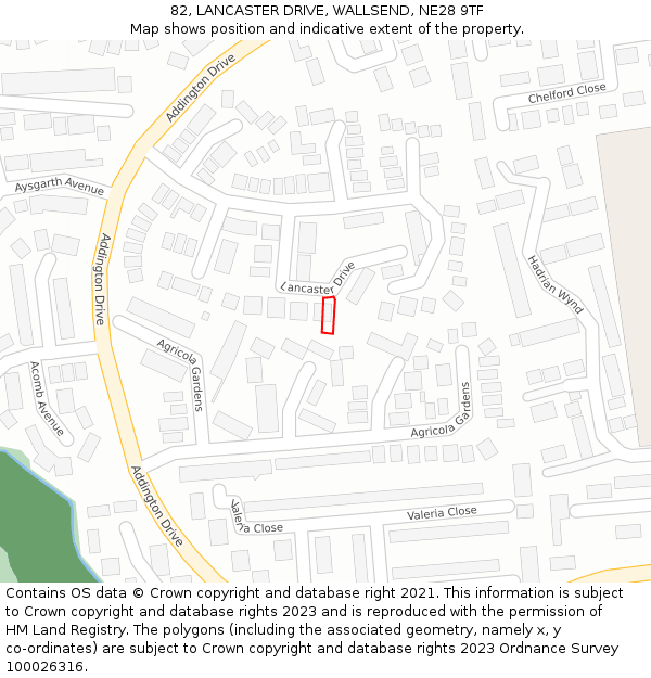 82, LANCASTER DRIVE, WALLSEND, NE28 9TF: Location map and indicative extent of plot