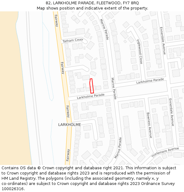 82, LARKHOLME PARADE, FLEETWOOD, FY7 8RQ: Location map and indicative extent of plot