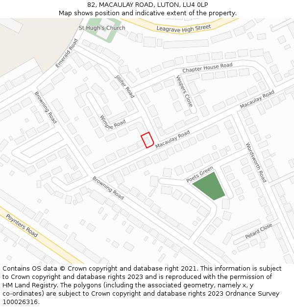 82, MACAULAY ROAD, LUTON, LU4 0LP: Location map and indicative extent of plot