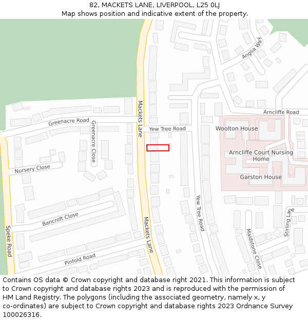 82, MACKETS LANE, LIVERPOOL, L25 0LJ: Location map and indicative extent of plot