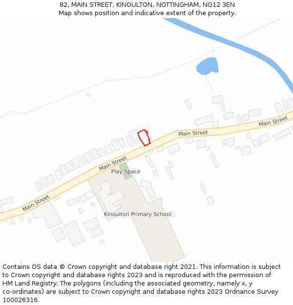 82, MAIN STREET, KINOULTON, NOTTINGHAM, NG12 3EN: Location map and indicative extent of plot