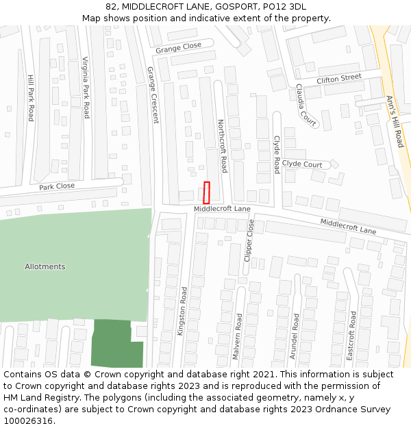 82, MIDDLECROFT LANE, GOSPORT, PO12 3DL: Location map and indicative extent of plot