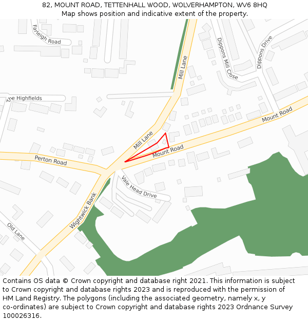 82, MOUNT ROAD, TETTENHALL WOOD, WOLVERHAMPTON, WV6 8HQ: Location map and indicative extent of plot