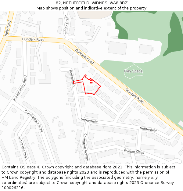 82, NETHERFIELD, WIDNES, WA8 8BZ: Location map and indicative extent of plot