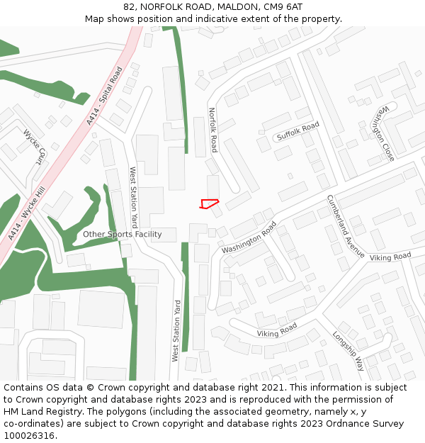 82, NORFOLK ROAD, MALDON, CM9 6AT: Location map and indicative extent of plot