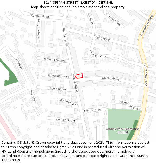 82, NORMAN STREET, ILKESTON, DE7 8NL: Location map and indicative extent of plot