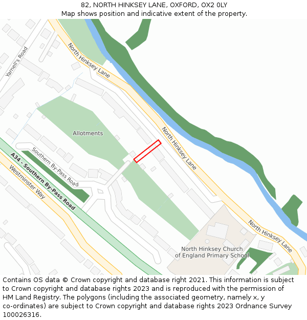 82, NORTH HINKSEY LANE, OXFORD, OX2 0LY: Location map and indicative extent of plot