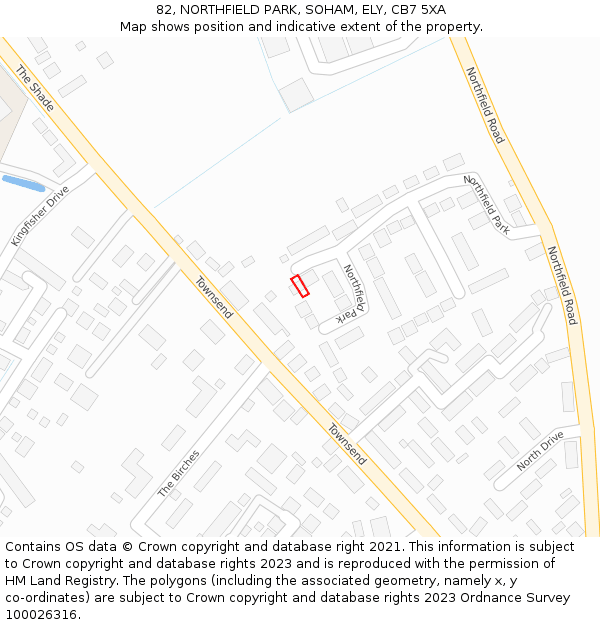 82, NORTHFIELD PARK, SOHAM, ELY, CB7 5XA: Location map and indicative extent of plot