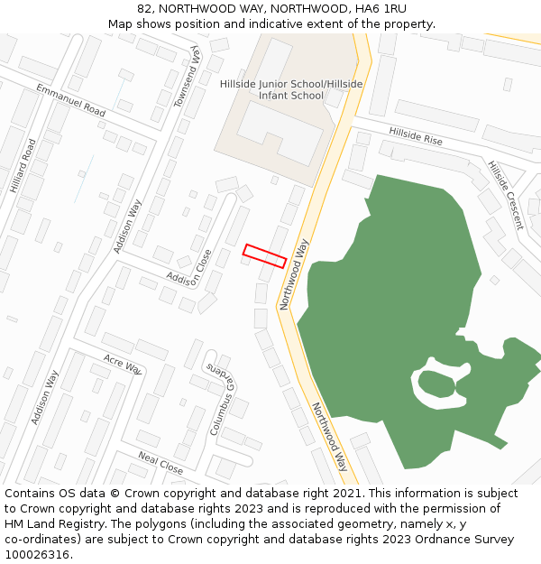 82, NORTHWOOD WAY, NORTHWOOD, HA6 1RU: Location map and indicative extent of plot