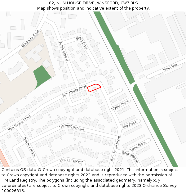 82, NUN HOUSE DRIVE, WINSFORD, CW7 3LS: Location map and indicative extent of plot