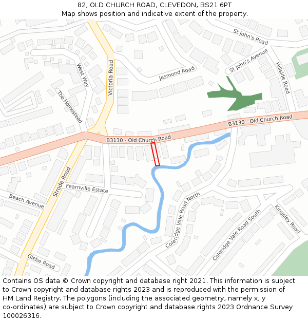 82, OLD CHURCH ROAD, CLEVEDON, BS21 6PT: Location map and indicative extent of plot