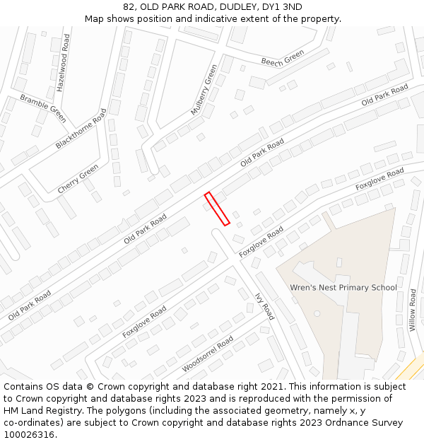 82, OLD PARK ROAD, DUDLEY, DY1 3ND: Location map and indicative extent of plot