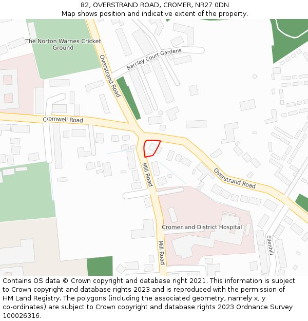 82, OVERSTRAND ROAD, CROMER, NR27 0DN: Location map and indicative extent of plot