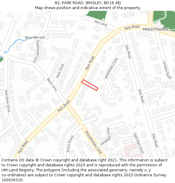 82, PARK ROAD, BINGLEY, BD16 4EJ: Location map and indicative extent of plot