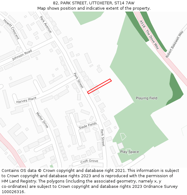 82, PARK STREET, UTTOXETER, ST14 7AW: Location map and indicative extent of plot