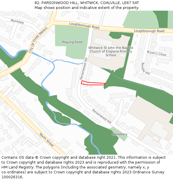 82, PARSONWOOD HILL, WHITWICK, COALVILLE, LE67 5AT: Location map and indicative extent of plot