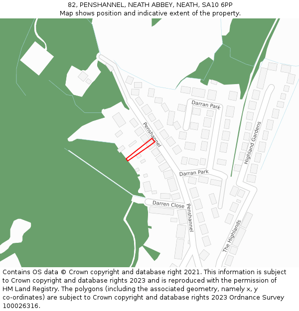 82, PENSHANNEL, NEATH ABBEY, NEATH, SA10 6PP: Location map and indicative extent of plot