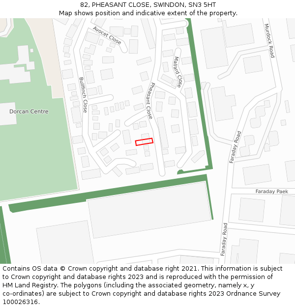 82, PHEASANT CLOSE, SWINDON, SN3 5HT: Location map and indicative extent of plot