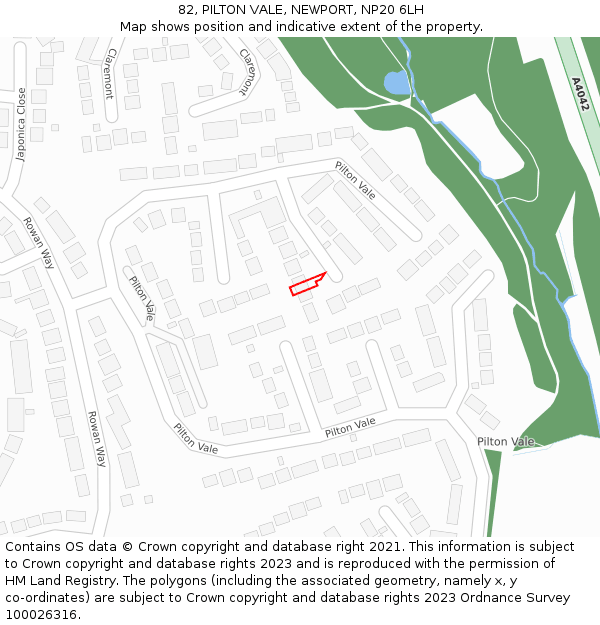 82, PILTON VALE, NEWPORT, NP20 6LH: Location map and indicative extent of plot