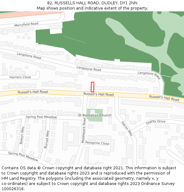 82, RUSSELLS HALL ROAD, DUDLEY, DY1 2NN: Location map and indicative extent of plot