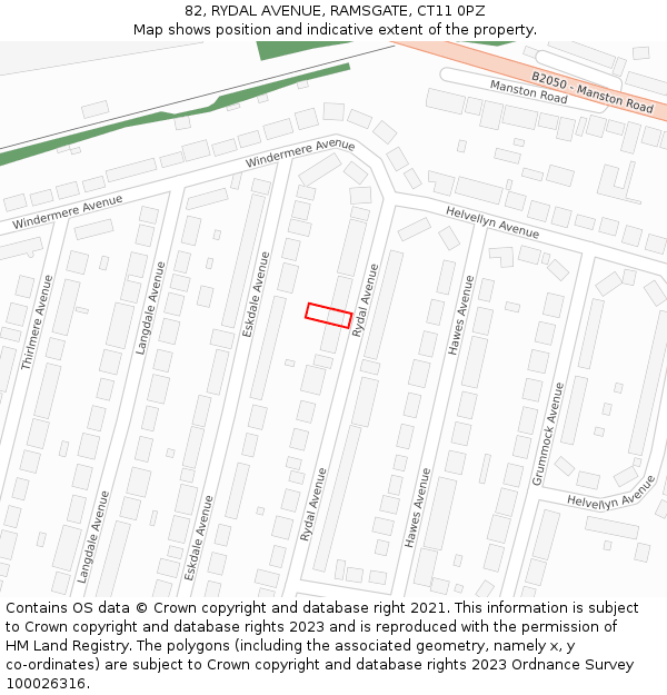 82, RYDAL AVENUE, RAMSGATE, CT11 0PZ: Location map and indicative extent of plot