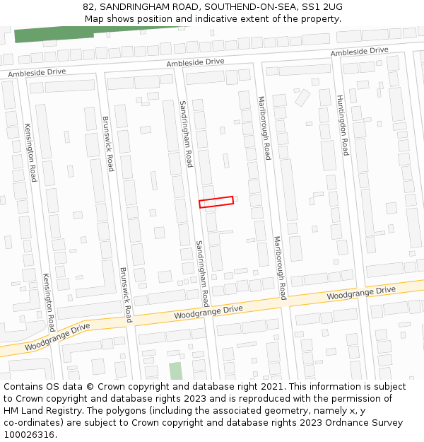 82, SANDRINGHAM ROAD, SOUTHEND-ON-SEA, SS1 2UG: Location map and indicative extent of plot