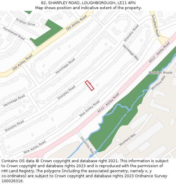 82, SHARPLEY ROAD, LOUGHBOROUGH, LE11 4PN: Location map and indicative extent of plot