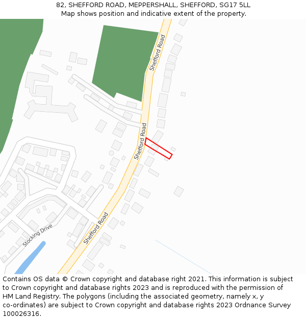 82, SHEFFORD ROAD, MEPPERSHALL, SHEFFORD, SG17 5LL: Location map and indicative extent of plot