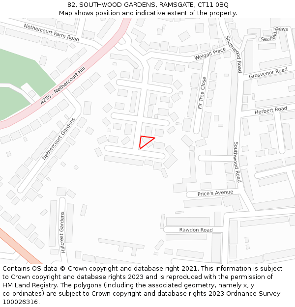 82, SOUTHWOOD GARDENS, RAMSGATE, CT11 0BQ: Location map and indicative extent of plot