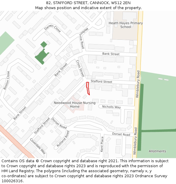 82, STAFFORD STREET, CANNOCK, WS12 2EN: Location map and indicative extent of plot