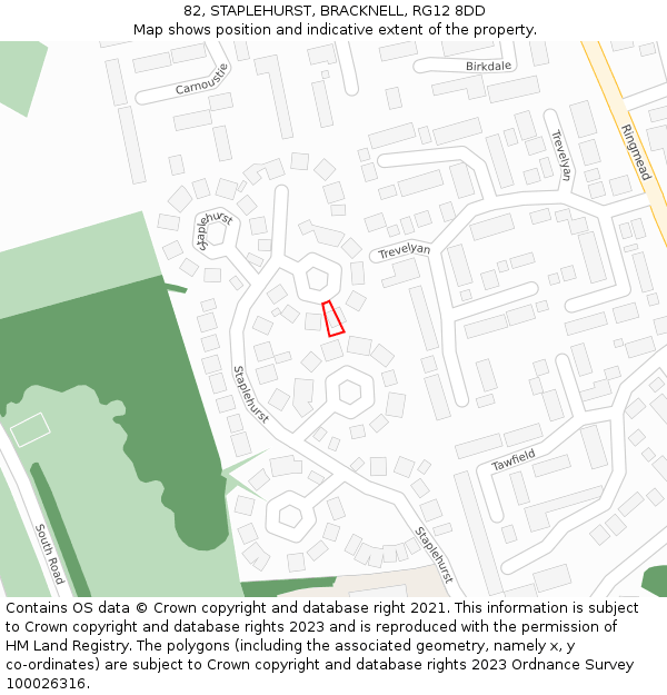 82, STAPLEHURST, BRACKNELL, RG12 8DD: Location map and indicative extent of plot