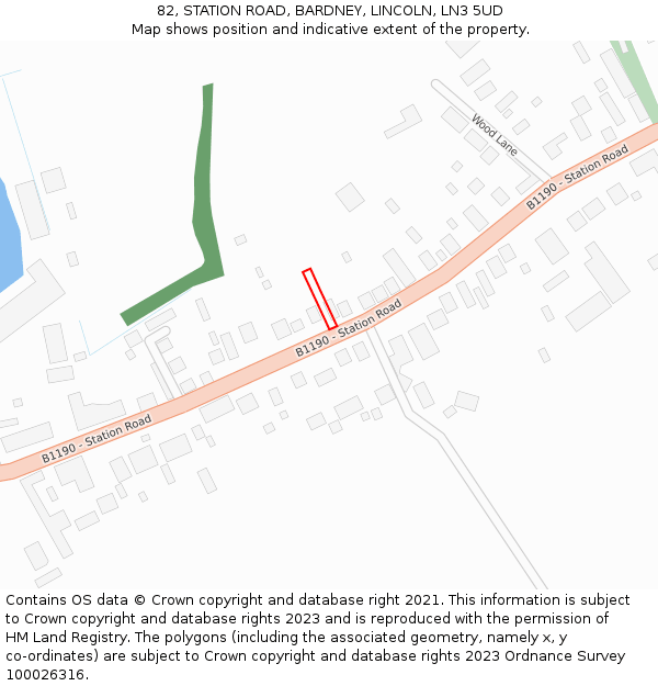 82, STATION ROAD, BARDNEY, LINCOLN, LN3 5UD: Location map and indicative extent of plot