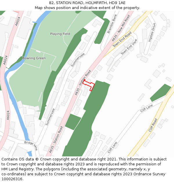 82, STATION ROAD, HOLMFIRTH, HD9 1AE: Location map and indicative extent of plot