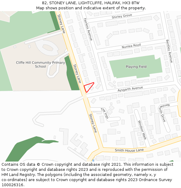 82, STONEY LANE, LIGHTCLIFFE, HALIFAX, HX3 8TW: Location map and indicative extent of plot