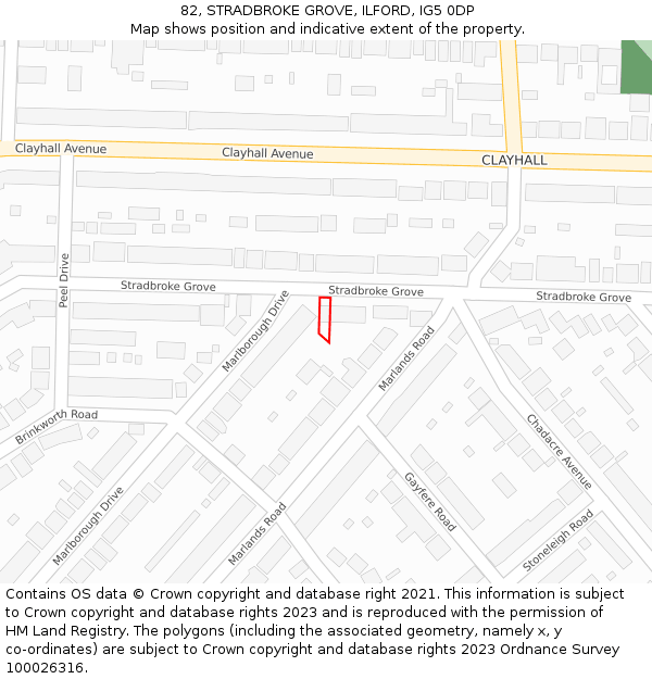 82, STRADBROKE GROVE, ILFORD, IG5 0DP: Location map and indicative extent of plot