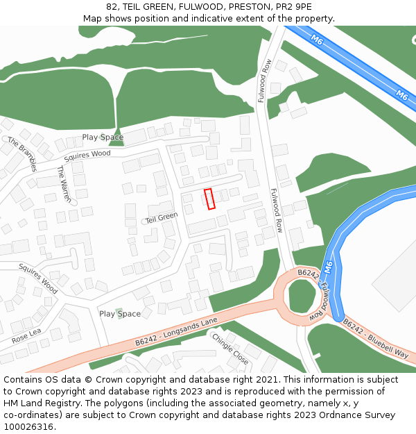82, TEIL GREEN, FULWOOD, PRESTON, PR2 9PE: Location map and indicative extent of plot