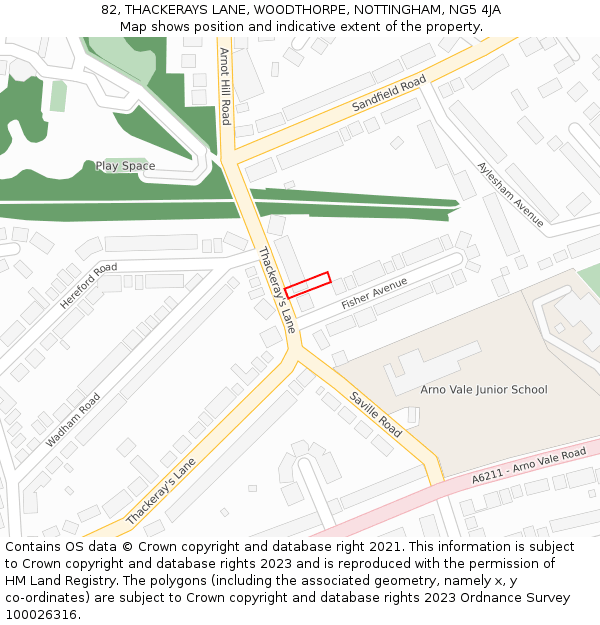 82, THACKERAYS LANE, WOODTHORPE, NOTTINGHAM, NG5 4JA: Location map and indicative extent of plot