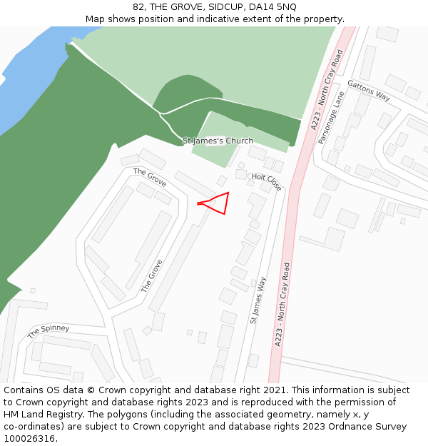 82, THE GROVE, SIDCUP, DA14 5NQ: Location map and indicative extent of plot
