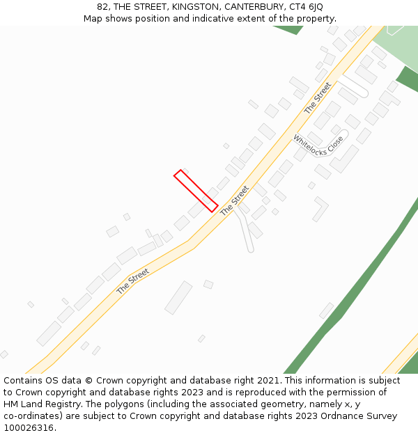 82, THE STREET, KINGSTON, CANTERBURY, CT4 6JQ: Location map and indicative extent of plot