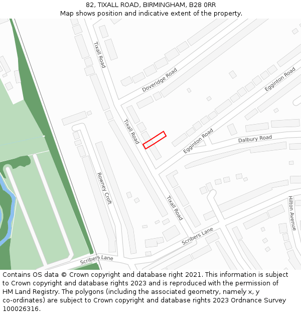 82, TIXALL ROAD, BIRMINGHAM, B28 0RR: Location map and indicative extent of plot