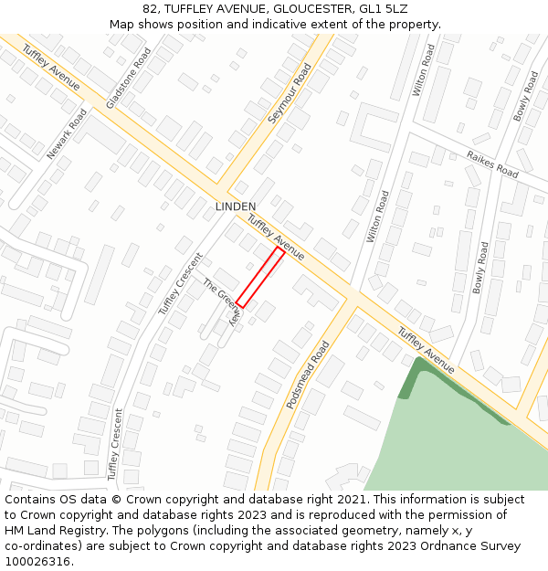 82, TUFFLEY AVENUE, GLOUCESTER, GL1 5LZ: Location map and indicative extent of plot