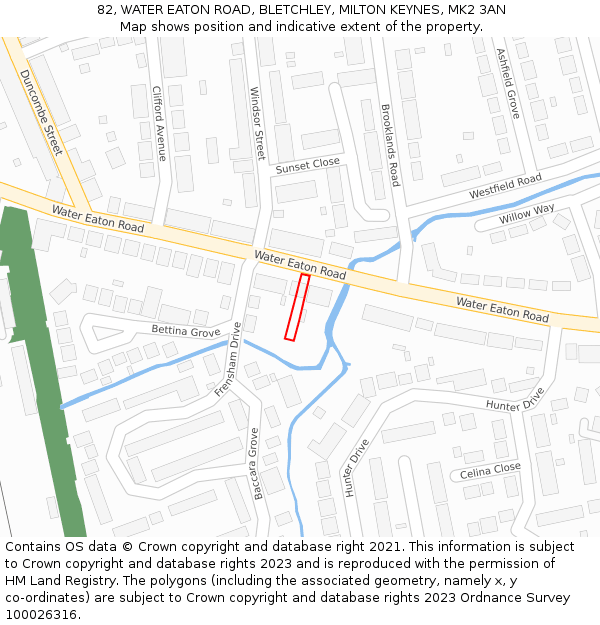 82, WATER EATON ROAD, BLETCHLEY, MILTON KEYNES, MK2 3AN: Location map and indicative extent of plot