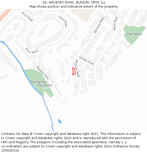 82, WAVENEY ROAD, BUNGAY, NR35 1LJ: Location map and indicative extent of plot